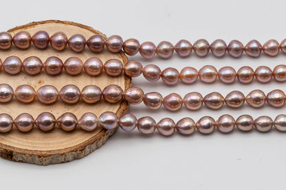 9-11mm Freshwater Edison Pearl in Full Strand with Nice Luster in Natural Pink, Lavender, or Metallic Color for Jewelry Making, SKU # 1348EP