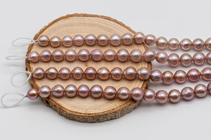 9-11mm Near Round Edison Pearl with Nice Luster in Natural Pink or Lavender in Full Strand for Making Jewelry or Beading, SKU # 1347EP