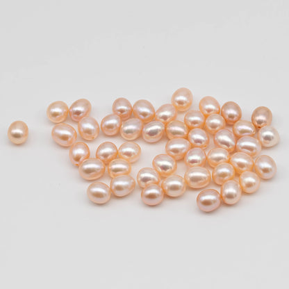 Half Drill Pearls, Freshwater Drop Shape 7mm in White, Peach or Mix Colors, 8 Pieces, HDP001