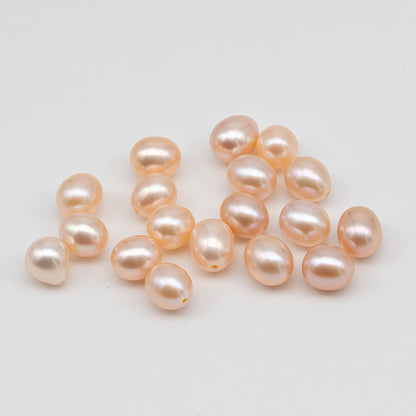 Half Drill Pearls, Freshwater Drop Shape 7mm in White, Peach or Mix Colors, 8 Pieces, HDP001