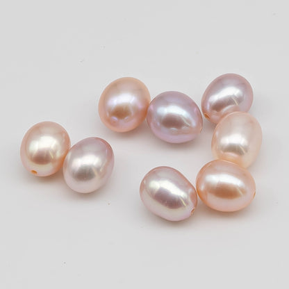 Half Drill Pearls, Freshwater Drop Shape 7mm in White, Peach or Mix Colors, 8 Pieces, HDP001