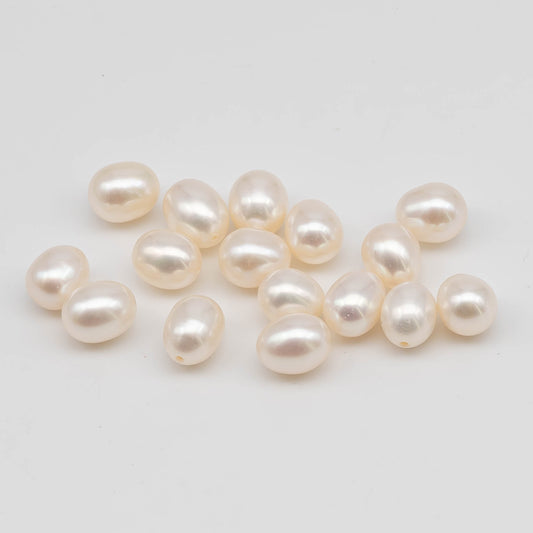 Half Drill Pearls, Freshwater Drop Shape 7mm in White, Peach or Mix Colors, 8 Pieces, HDP001