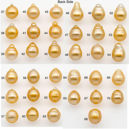 12-13mm South Sea Pearl, Gold Drop Single Piece Nondrilled with High Luster and Minor Blemishes for Jewelry Making, SKU # 2301GS