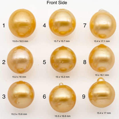 15-16mm Gold South Sea Pearl  Undrilled for Jewelry Making, Natural Gold Color Saltwater Pearl, SKU#2311GS