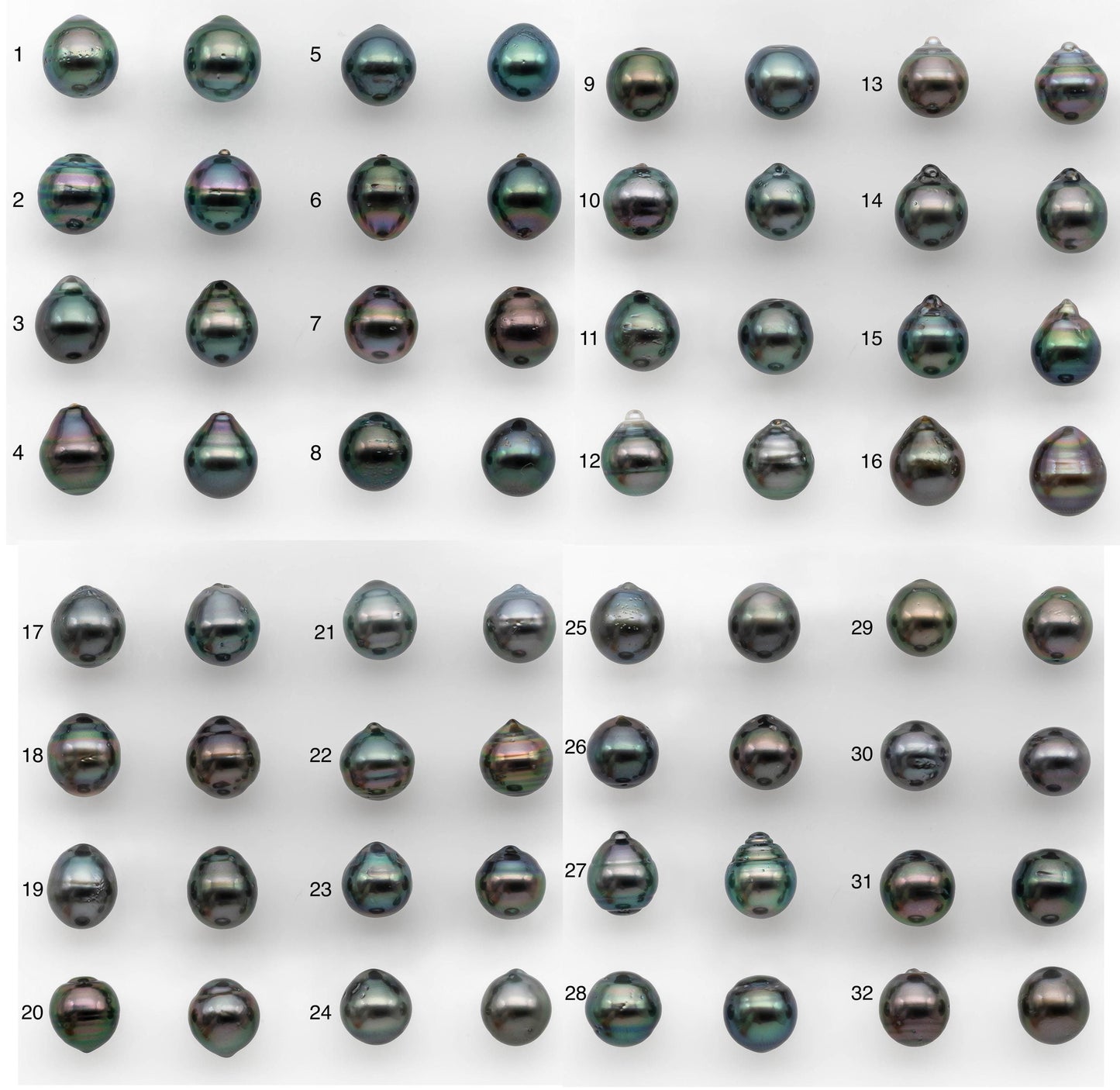 10-11mm Matching Pair Tahitian Pearl in Amazing Luster, Undrilled for Making Earring or Pendant, SKU # 2321TH