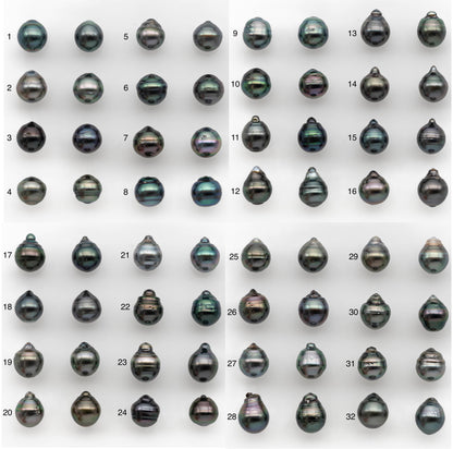 10-11mm Matching Pair Tahitian Pearl in Amazing Luster, Undrilled for Making Earring or Pendant, SKU # 2324TH