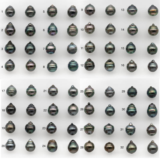 10-11mm Matching Pair Tahitian Pearl in Amazing Luster, Undrilled for Making Earring or Pendant, SKU # 2325TH