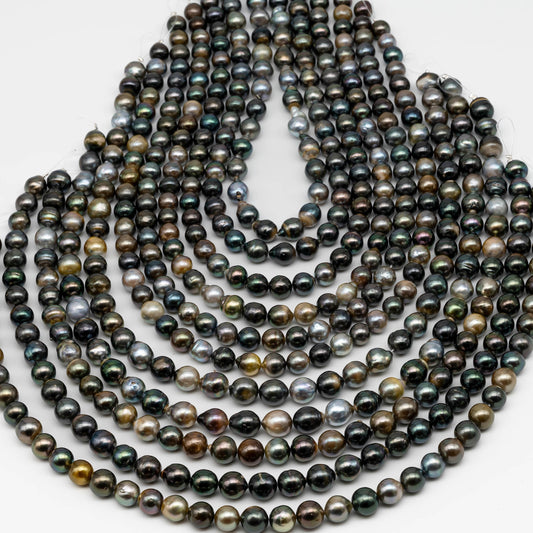 8-10mm Multicolor Tahitian Pearl Bead with High Luster, In Full Strand with Blemishes for Making, SKU # 2264TH