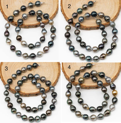 9-10mm Multicolor Drop Tahitian Pearl Bead with High Luster, In Full Strand with Blemishes for Making, SKU # 2262TH