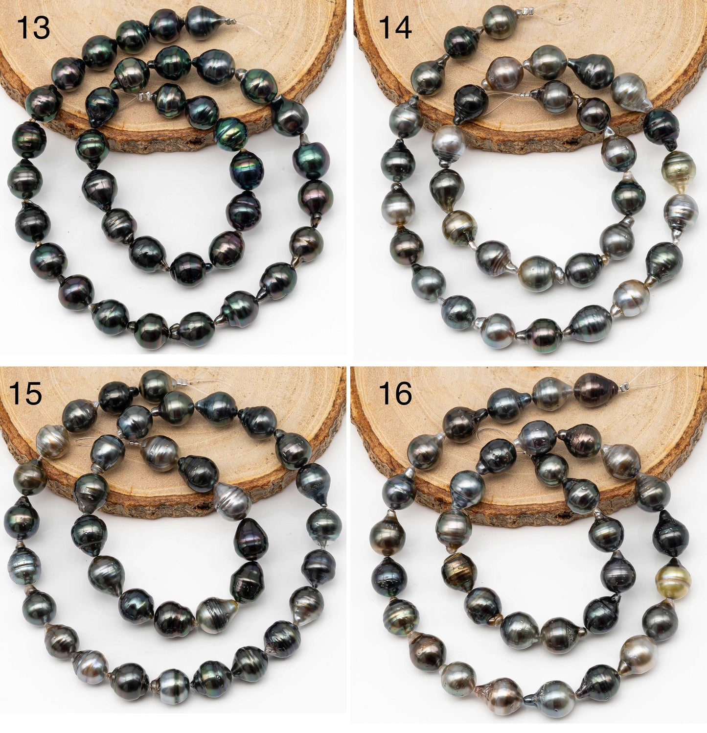 9-10mm Multicolor Drop Tahitian Pearl Bead with High Luster, In Full Strand with Blemishes for Making, SKU # 2262TH