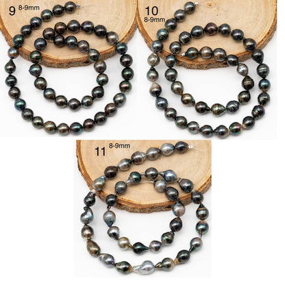 8-10mm Multicolor Tahitian Pearl Bead with High Luster, In Full Strand with Blemishes for Making, SKU # 2264TH