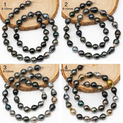 8-11mm Multicolor Drop Tahitian Pearl Bead with High Luster, In Full Strand with Blemishes for Making, SKU # 2265TH