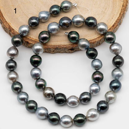 8-9mm Multicolor Near Round Tahitian Pearl Bead with High Luster, In Full Strand with Minor Blemishes for Making, SKU # 2381TH