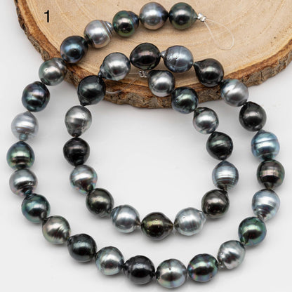 8-9mm Multicolor Drop Tahitian Pearl Bead with High Luster, In Full Strand with Minor Blemishes for Making, SKU # 2382TH