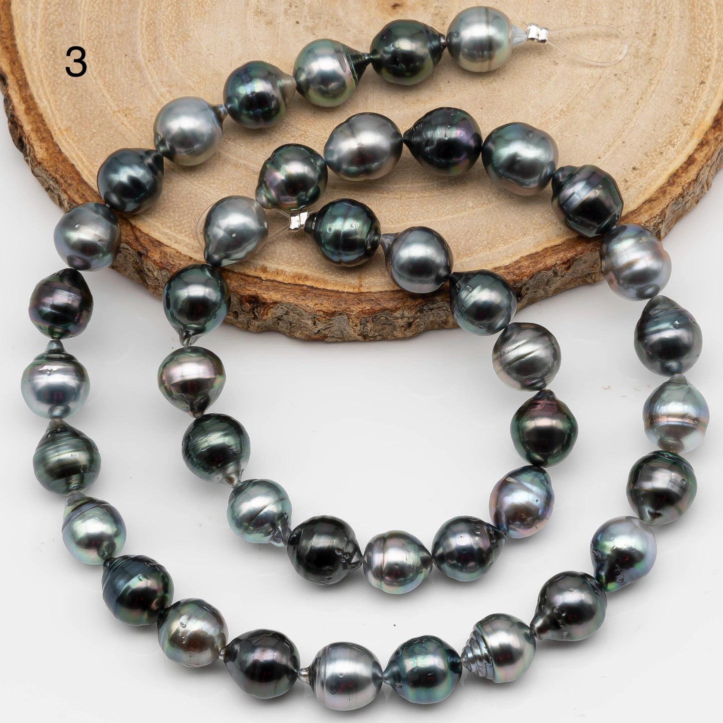 8-9mm Multicolor Drop Tahitian Pearl Bead with High Luster, In Full Strand with Minor Blemishes for Making, SKU # 2382TH