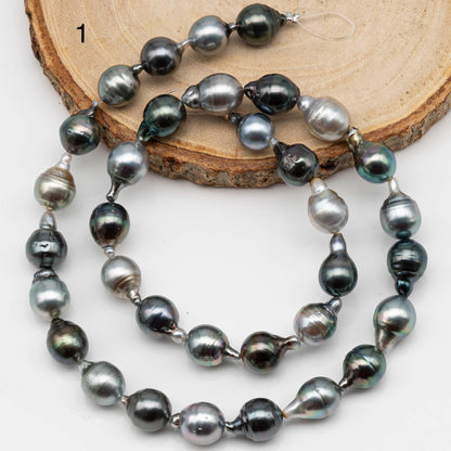 8-9mm Multicolor Drop Tahitian Pearl Bead with High Luster, In Full Strand with Minor Blemishes for Making, SKU # 2383TH