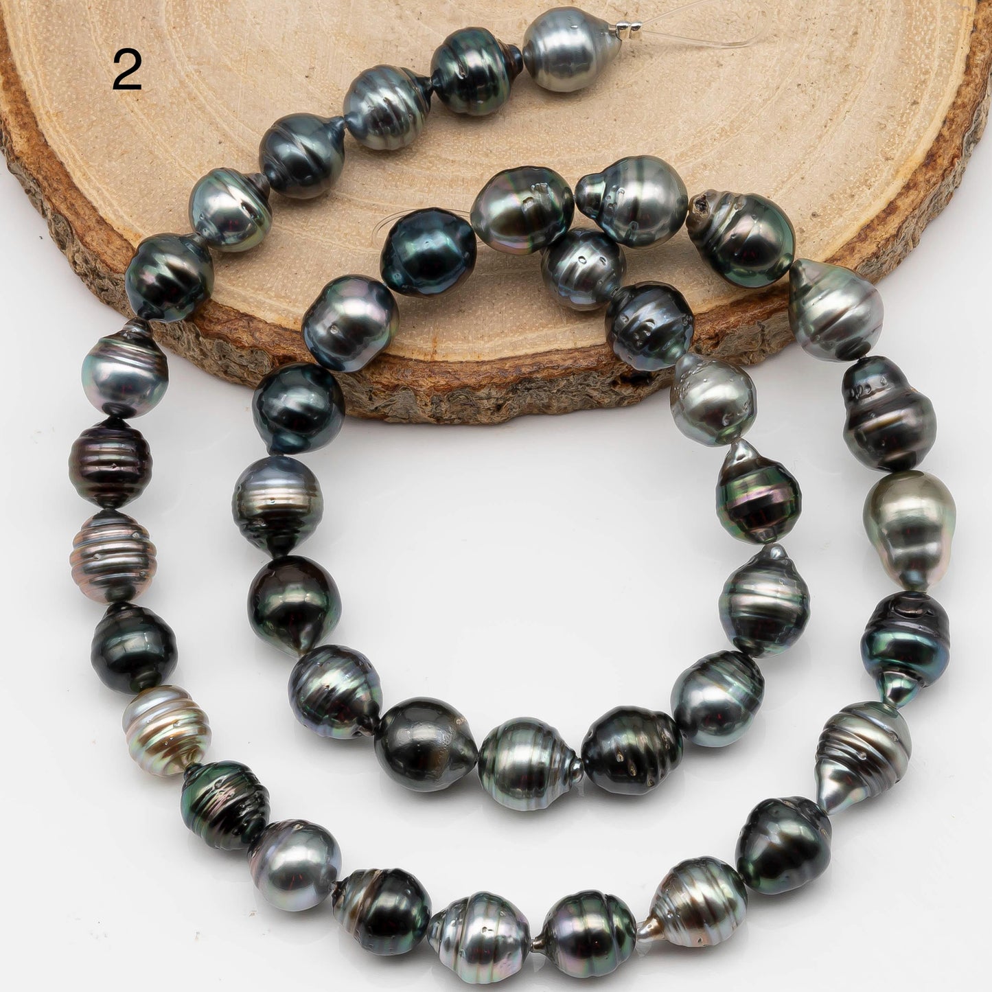 8-9mm Multicolor Drop Tahitian Pearl Bead with High Luster, In Full Strand with Minor Blemishes for Making, SKU # 2383TH