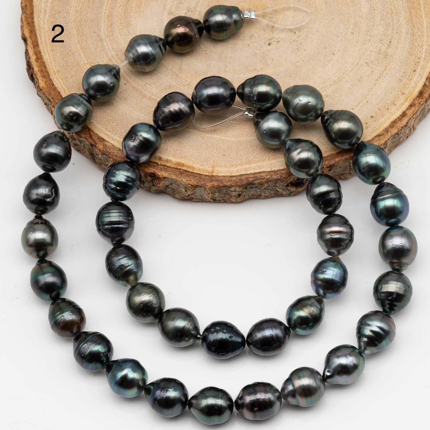 8-9mm Drop Tahitian Pearl in Full Strand with Natural Color and High Luster, For Jewelry Making with  Minor Blemishes, SKU # 2385TH