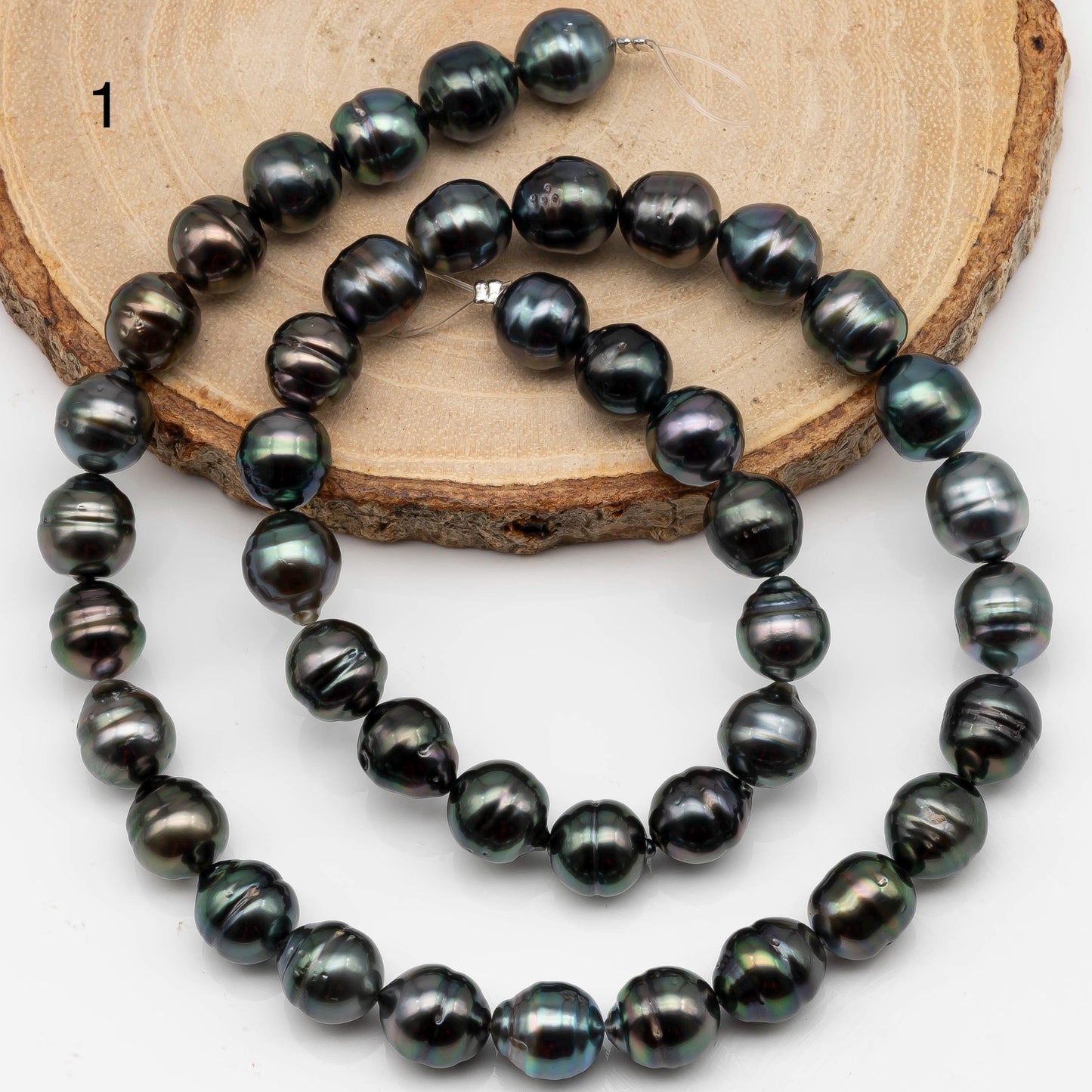 8-9mm Drop Tahitian Pearl in Full Strand with Natural Color and High Luster, For Jewelry Making with  Minor Blemishes, SKU # 2386TH