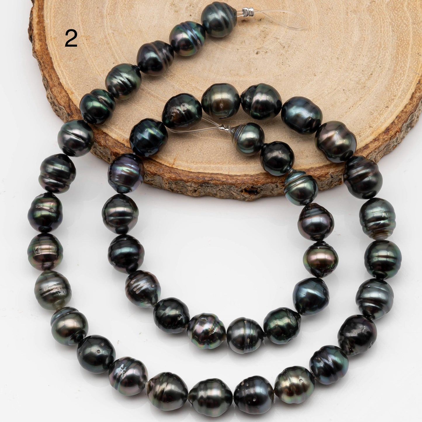 8-9mm Drop Tahitian Pearl in Full Strand with Natural Color and High Luster, For Jewelry Making with  Minor Blemishes, SKU # 2386TH