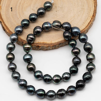 9-10mm Drop Tahitian Pearl in Full Strand with Natural Color and High Luster, For Jewelry Making with  Minor Blemishes, SKU # 2389TH