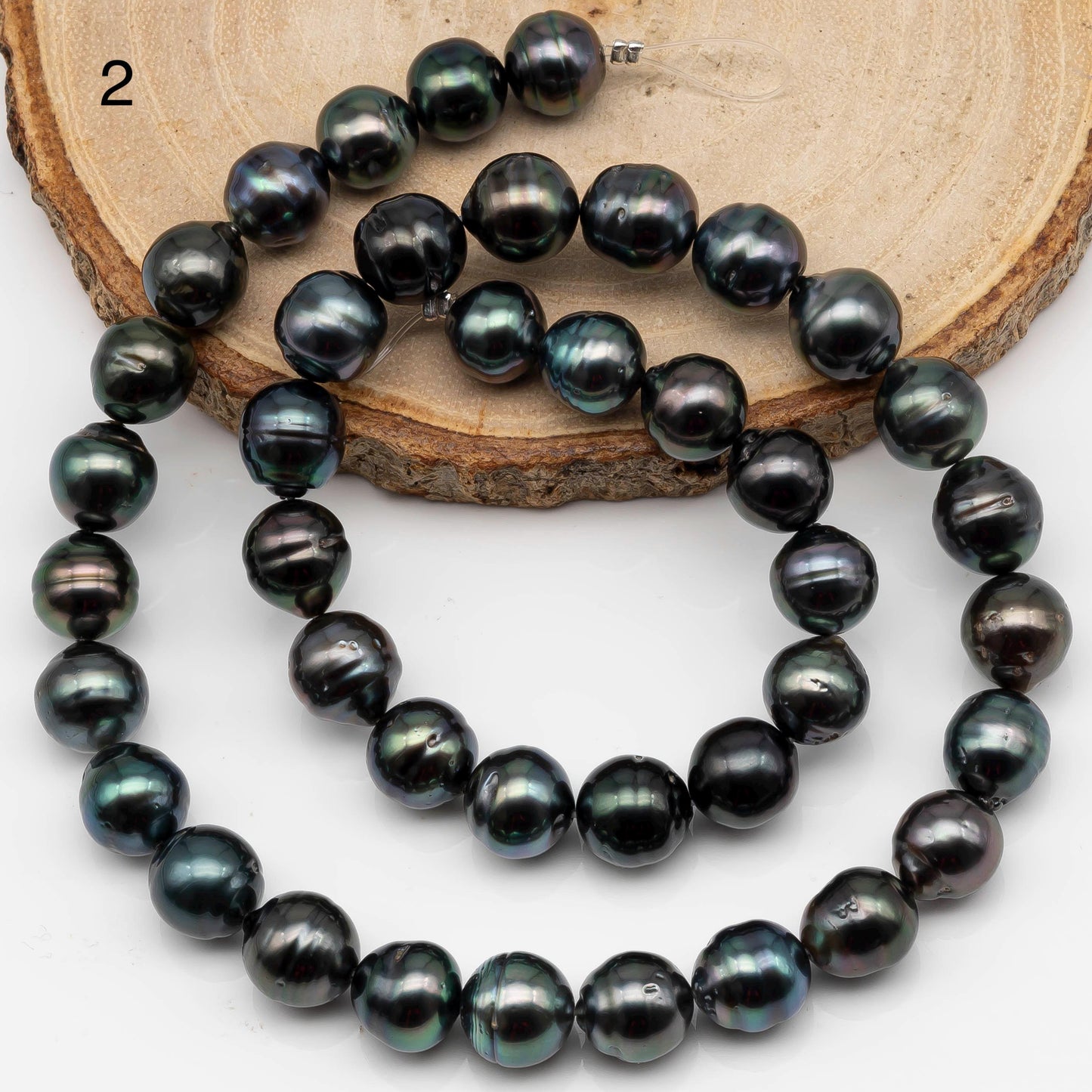 9-10mm Drop Tahitian Pearl in Full Strand with Natural Color and High Luster, For Jewelry Making with  Minor Blemishes, SKU # 2389TH