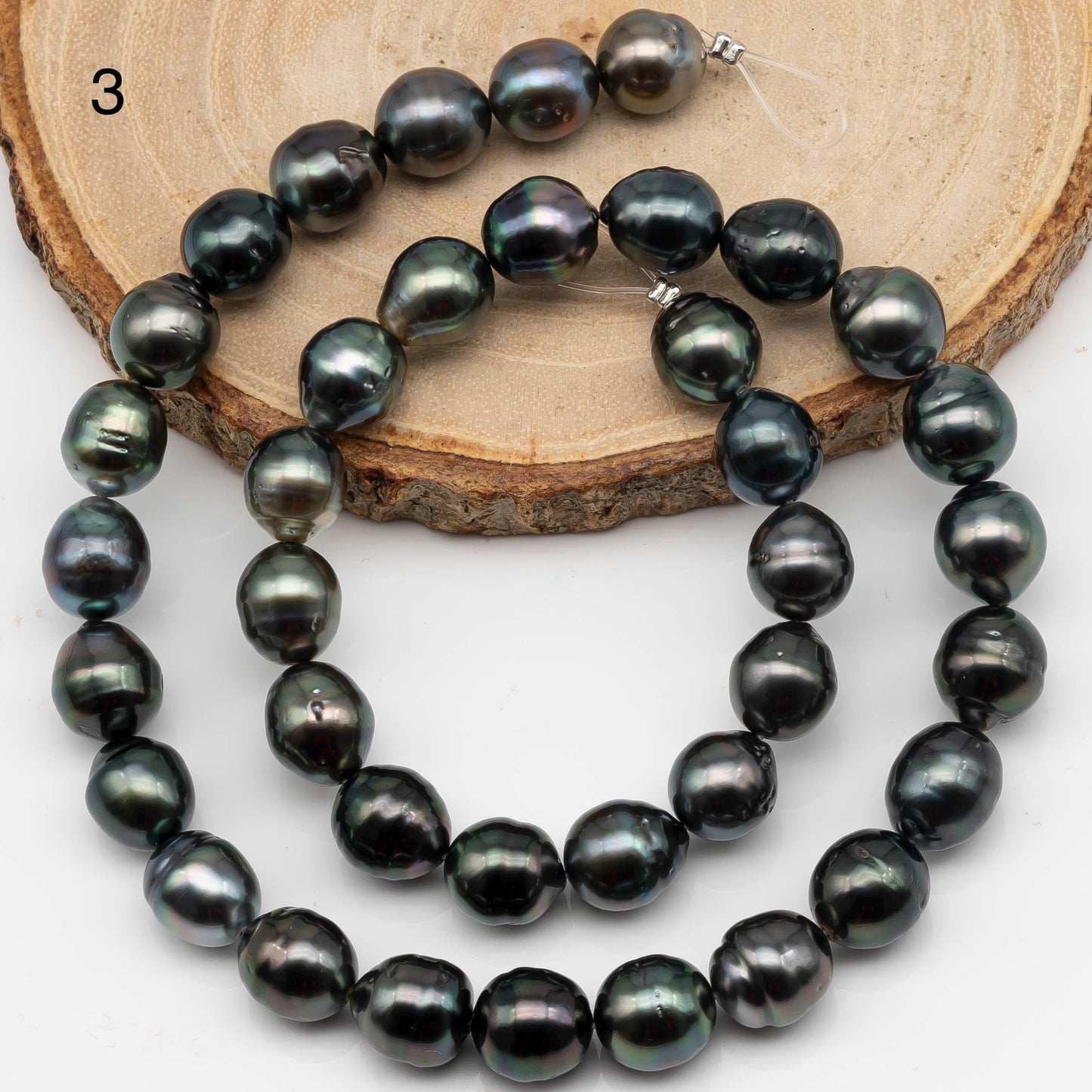 9-10mm Drop Tahitian Pearl in Full Strand with Natural Color and High Luster, For Jewelry Making with  Minor Blemishes, SKU # 2389TH