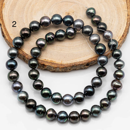 8-9mm Round Tahitian Pearl with High Luster and Natural Color, Full Strand with Blemishes for Jewelry Making, SKU # 1639TH