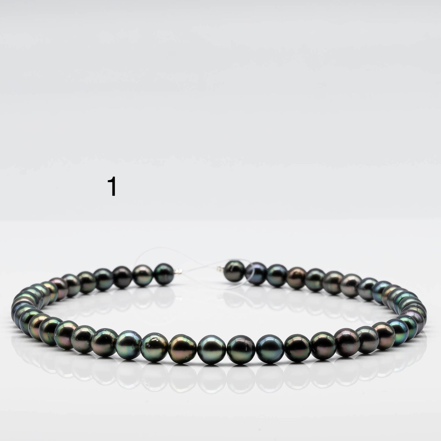 8-9mm Round Tahitian Pearl with High Luster and Natural Color, Full Strand with Blemishes for Jewelry Making, SKU # 1639TH