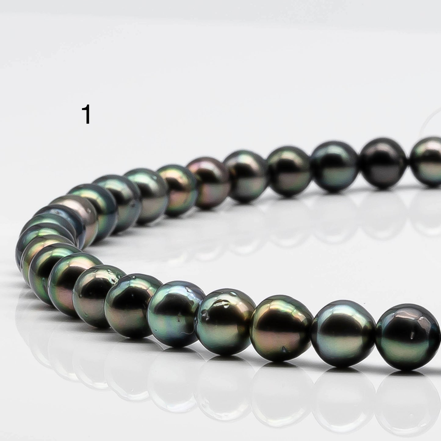 8-9mm Round Tahitian Pearl with High Luster and Natural Color, Full Strand with Blemishes for Jewelry Making, SKU # 1639TH