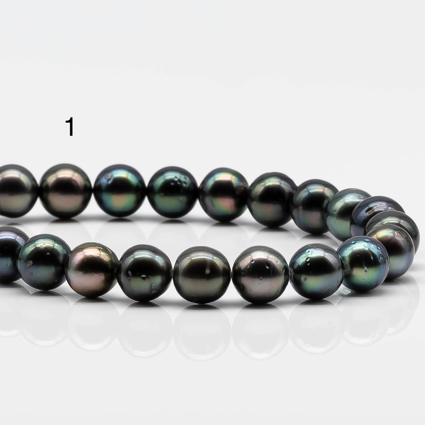 8-9mm Round Tahitian Pearl with High Luster and Natural Color, Full Strand with Blemishes for Jewelry Making, SKU # 1639TH