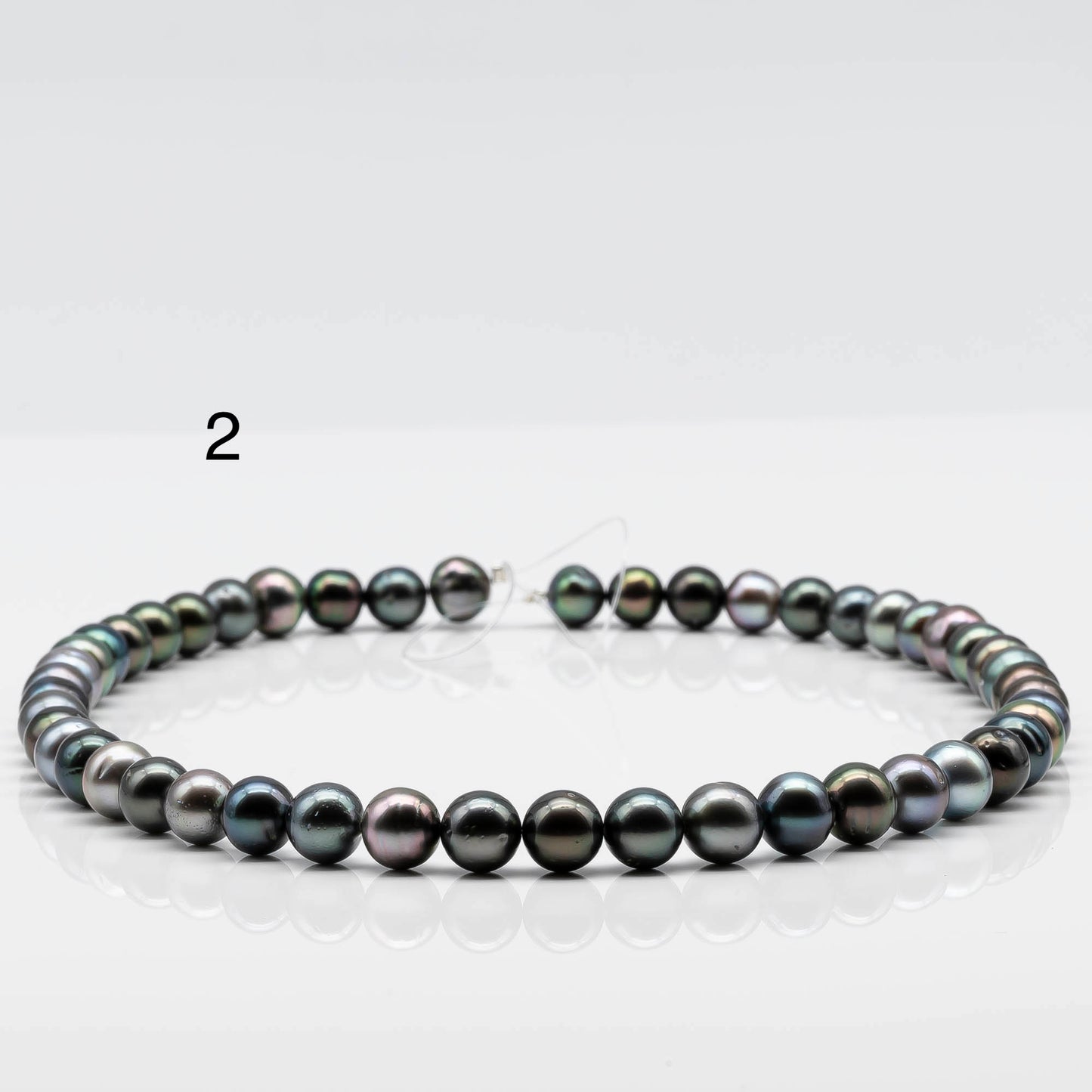 8-9mm Round Tahitian Pearl with High Luster and Natural Color, Full Strand with Blemishes for Jewelry Making, SKU # 1639TH