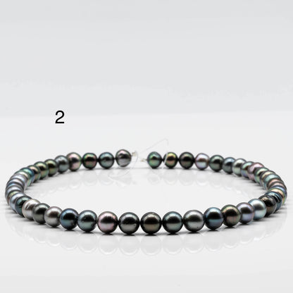 8-9mm Round Tahitian Pearl with High Luster and Natural Color, Full Strand with Blemishes for Jewelry Making, SKU # 1639TH