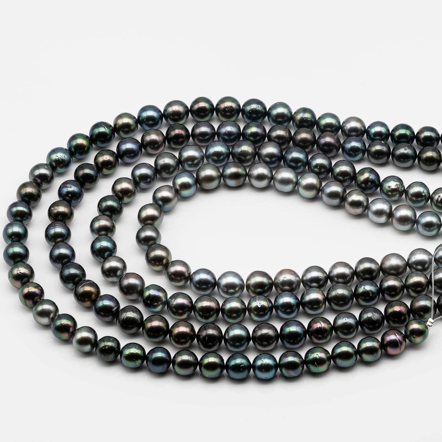 9-10mm Round Tahitian Pearl Bead in Natural Color and High Luster, In Full Strand with Blemishes for Jewelry Making or Beading, SKU # 1642TH