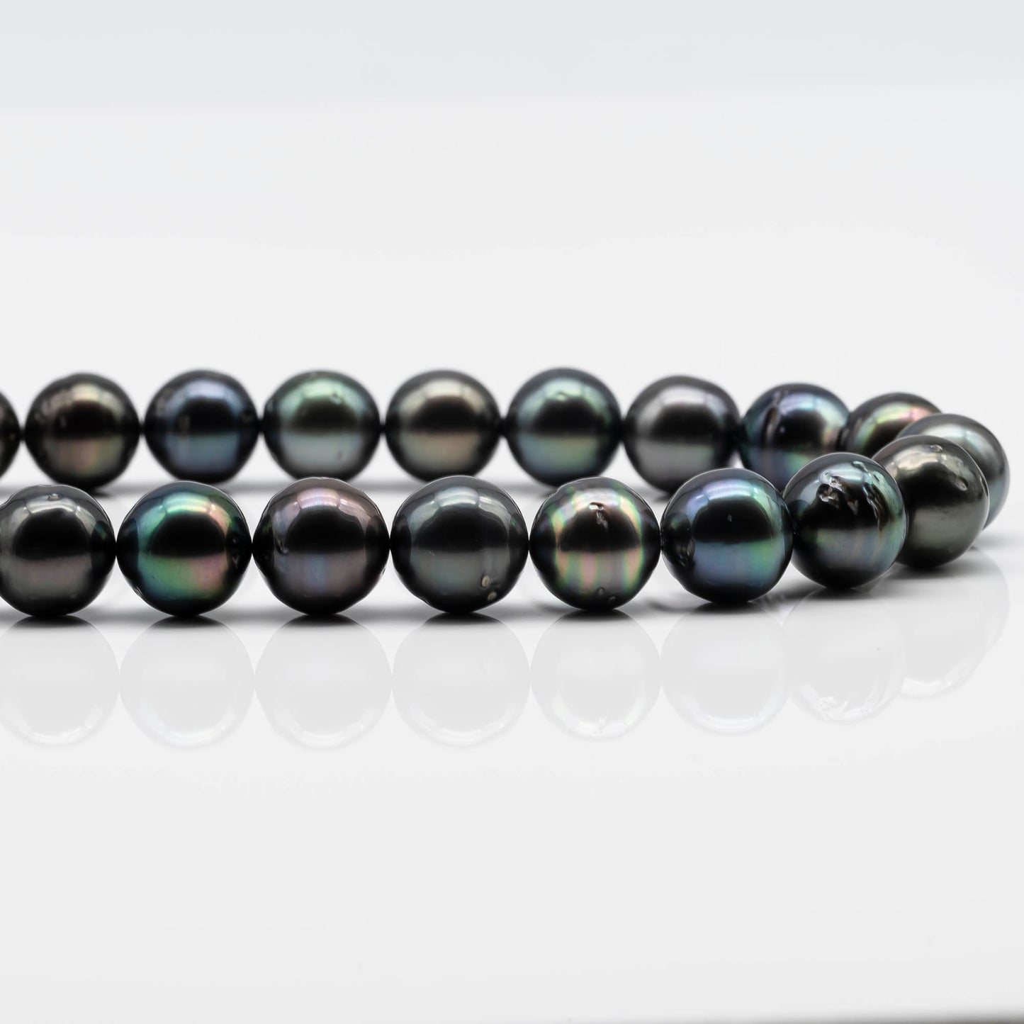 10-11mm Round Tahitian Pearl Bead with High Luster and All Natural Color, In Full Strand with Blemishes for Jewelry Making, SKU # 1645TH