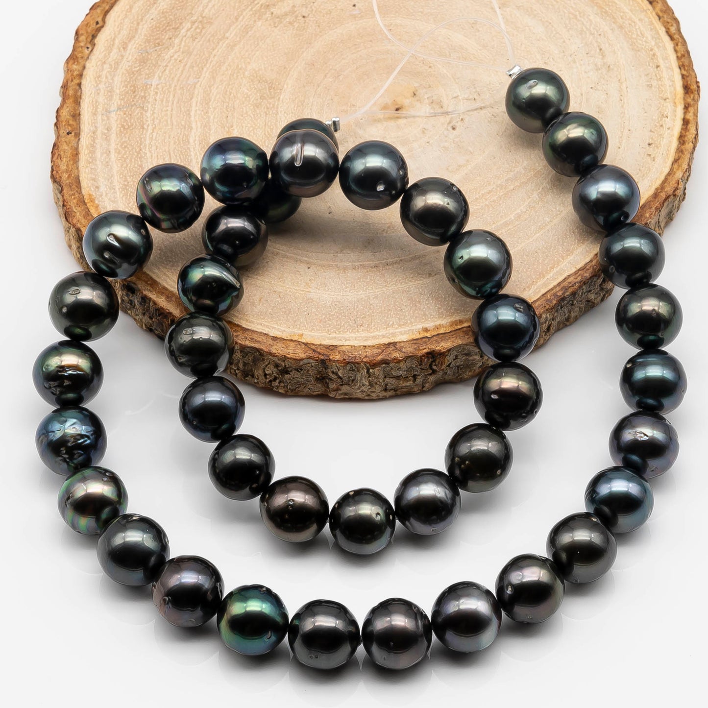 10-11mm Round Tahitian Pearl Bead with High Luster and All Natural Color, In Full Strand with Blemishes for Jewelry Making, SKU # 1645TH