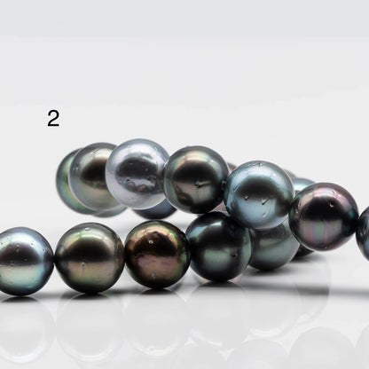 11-12mm Multicolor Round Tahitian Pearl Bead with High Luster, In Full Strand with Blemishes for Jewelry Making, SKU # 1648TH