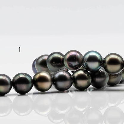 11-12mm Multicolor Round Tahitian Pearl Bead with High Luster, In Full Strand with Blemishes for Jewelry Making, SKU # 1648TH