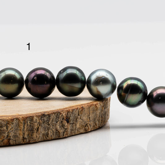 11-12mm Multicolor Round Tahitian Pearl Bead with High Luster, In Full Strand with Blemishes for Jewelry Making, SKU # 1648TH