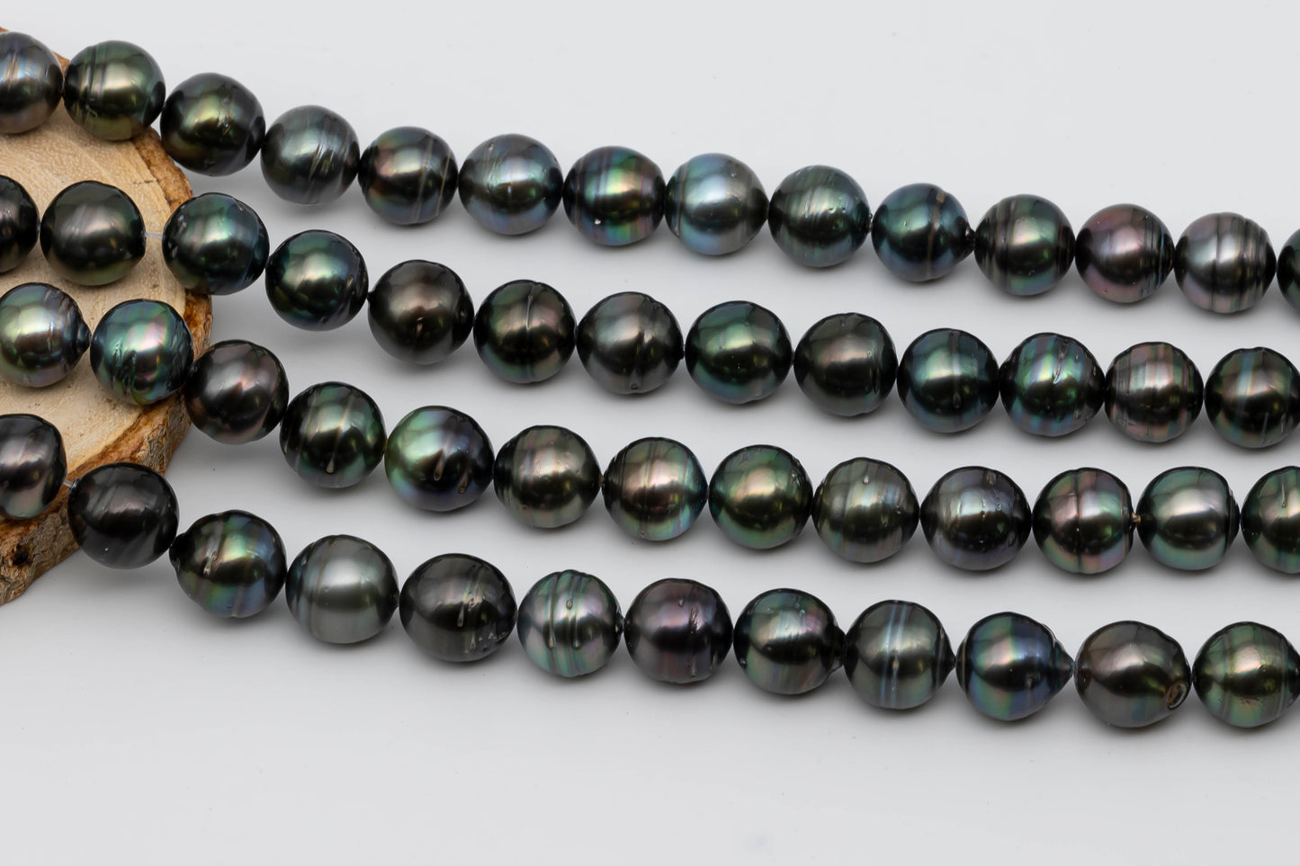 Tahitian Pearl near round shape full strand.