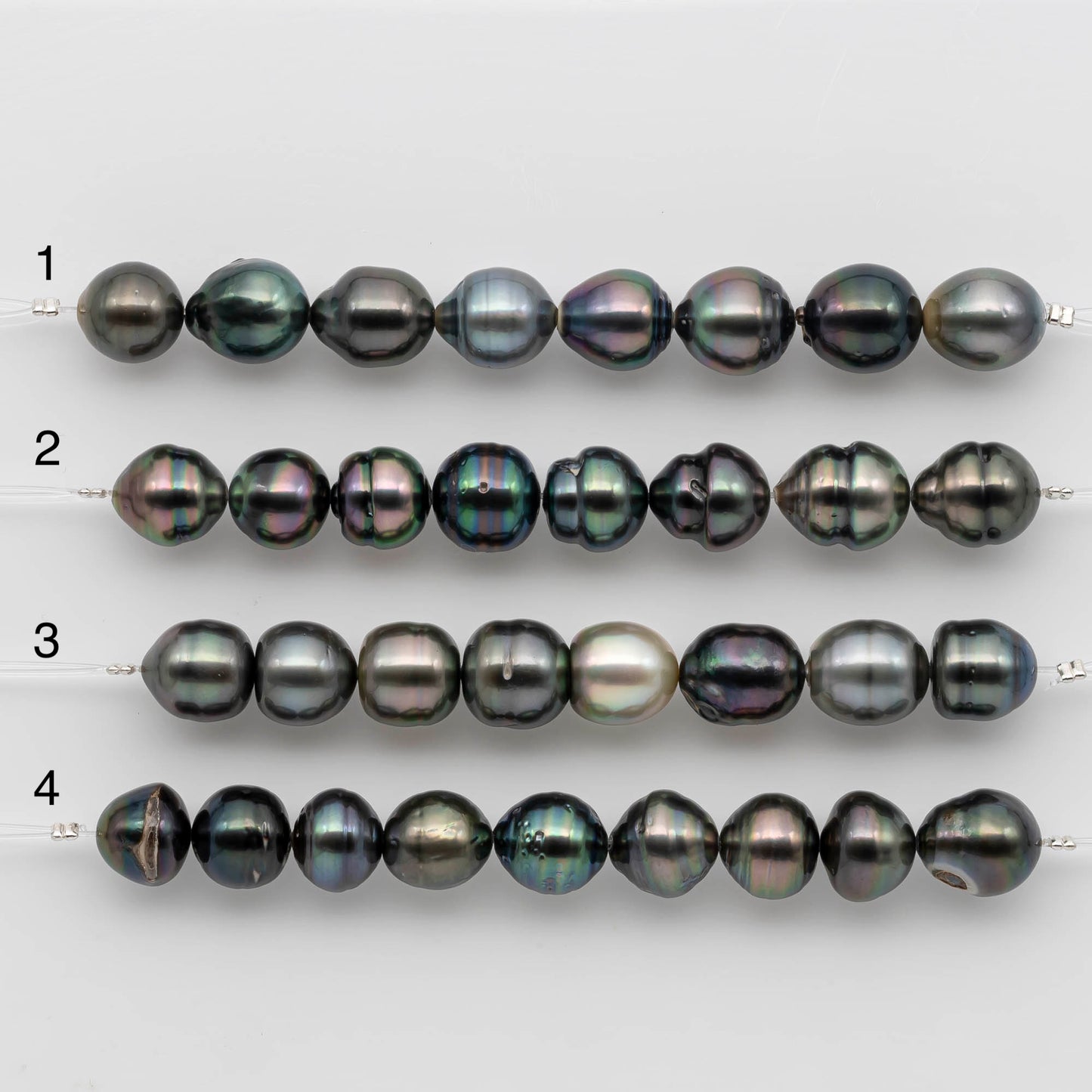 11-12mm Teardrop Tahitian Pearl with High Luster and Natural Color in Short Strand with Minor Blemishes for Jewelry Making, SKU # 1849TH