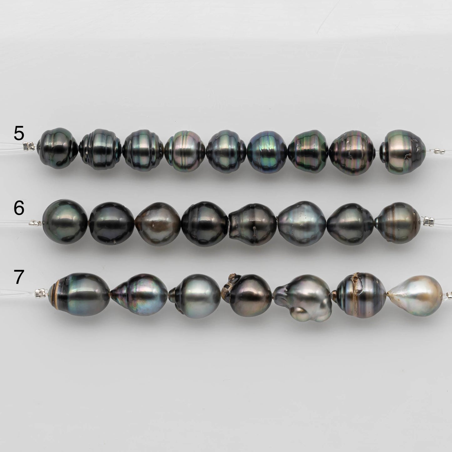 11-12mm Teardrop Tahitian Pearl with High Luster and Natural Color in Short Strand with Minor Blemishes for Jewelry Making, SKU # 1849TH