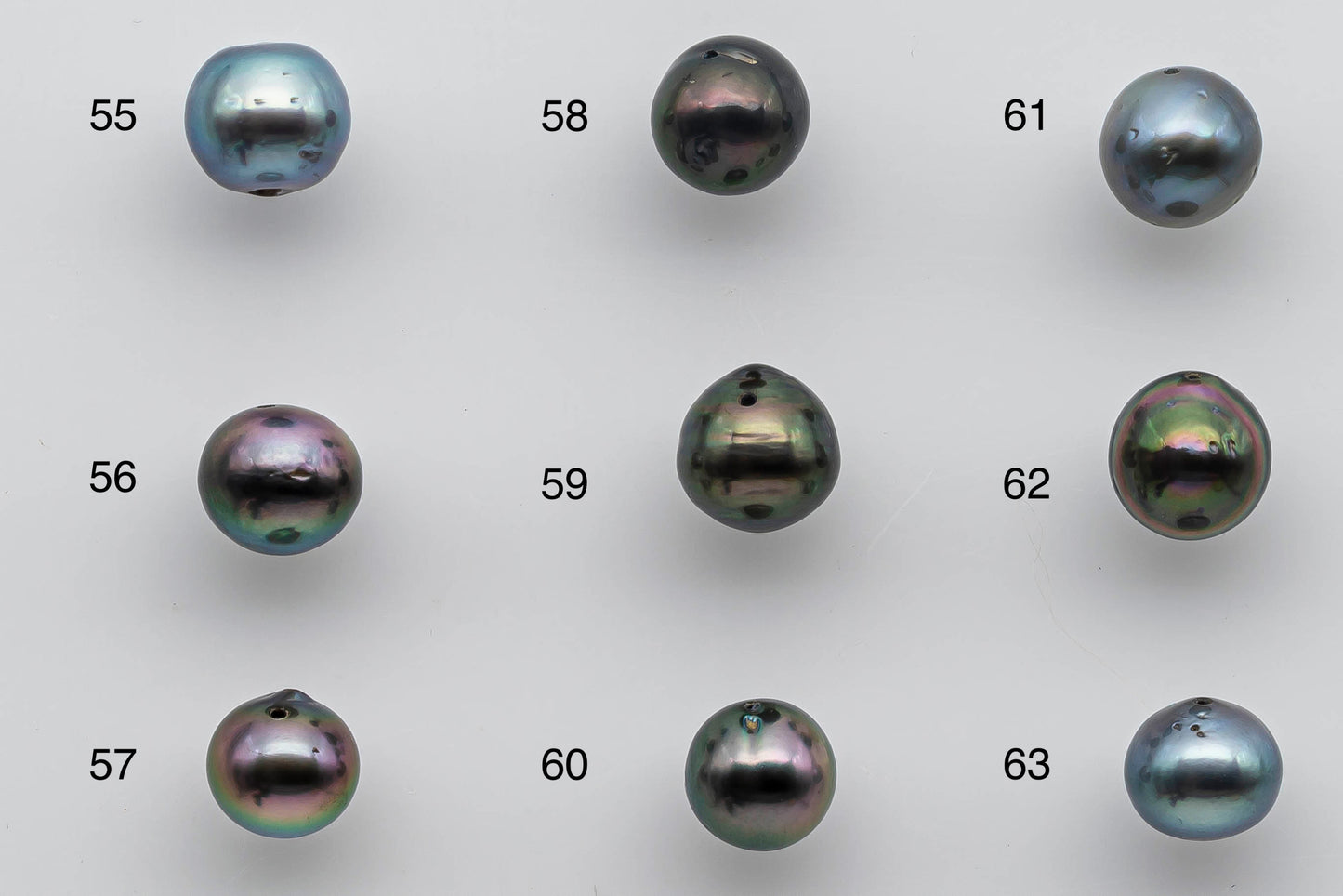 8-9mm Loose Tahitian Pearl Near Round with Multi Natural Color and High Luster with Blemish, Predrilled Hole in Single Piece, SKU # 1379TH