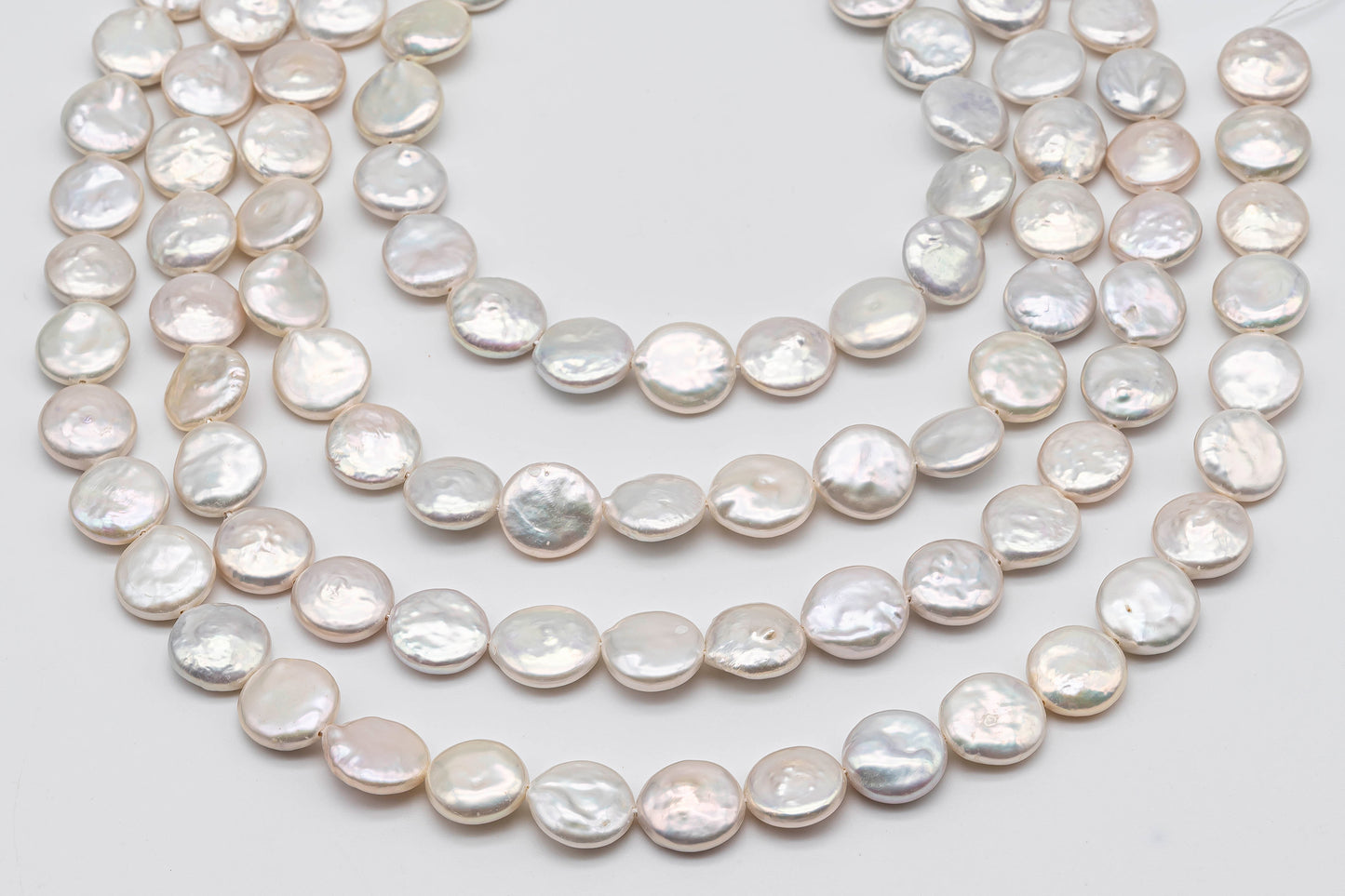 12-13mm Freshwater Coin Pearls in White Color with Nice Luster for Jewelry Making or Beading, SKU # 1364CN