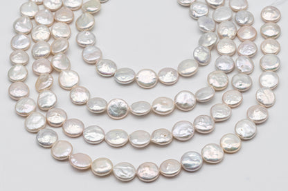 12-13mm Freshwater Coin Pearls in White Color with Nice Luster for Jewelry Making or Beading, SKU # 1364CN