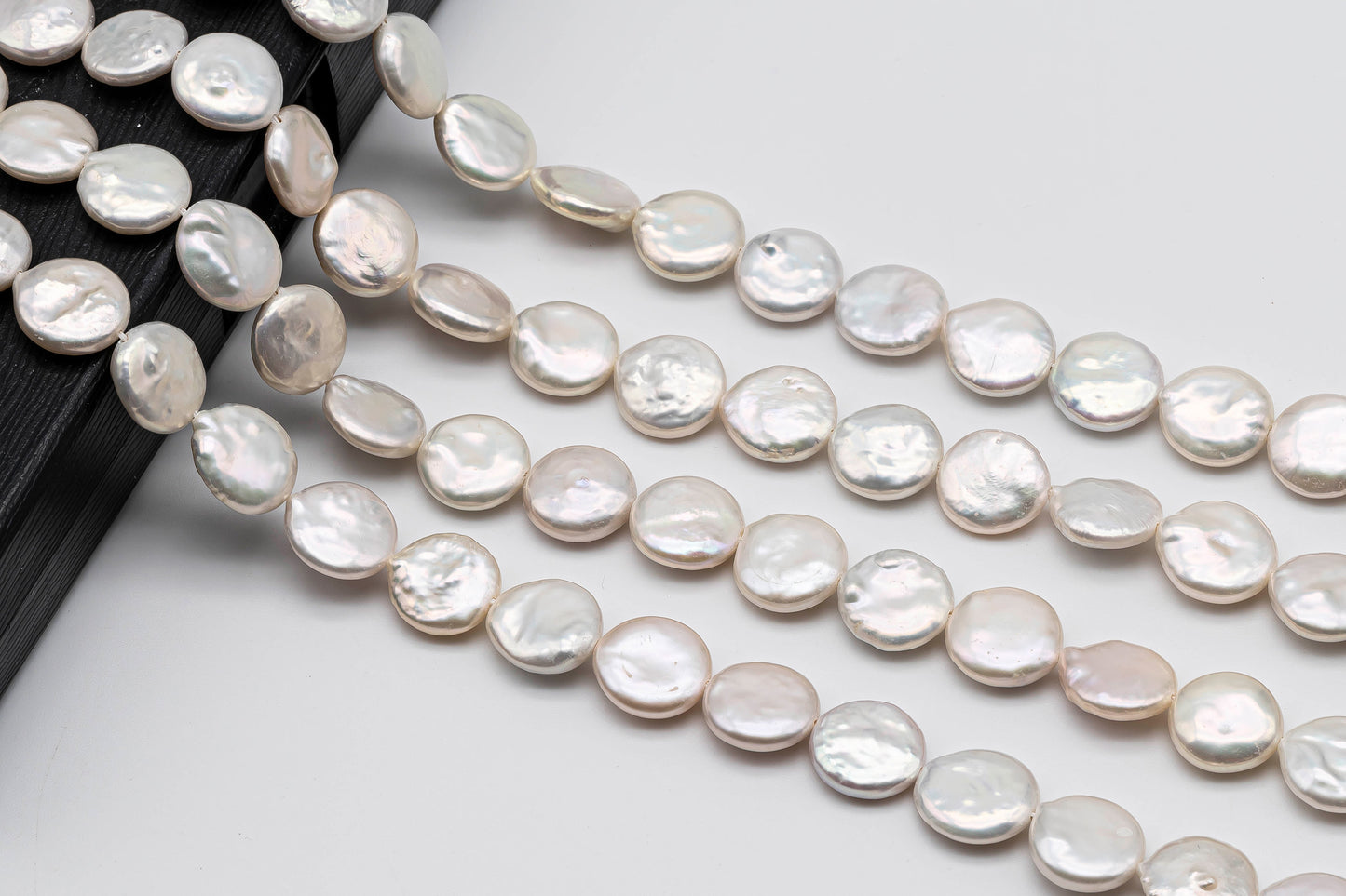 12-13mm Freshwater Coin Pearls in White Color with Nice Luster for Jewelry Making or Beading, SKU # 1364CN