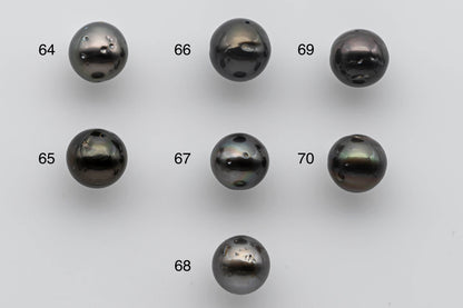 10-11mm Loose Tahitian Pearl Near Round in Natural Color and High Luster with Blemish, Predrilled Hole, SKU # 1394TH