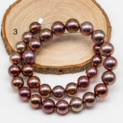 11-14mm Round Edison Pearl in High Quality Strand, All Natural Colors with Minor Blemishes and Extra High Luster, Rare Finding, SKU # 1665EP