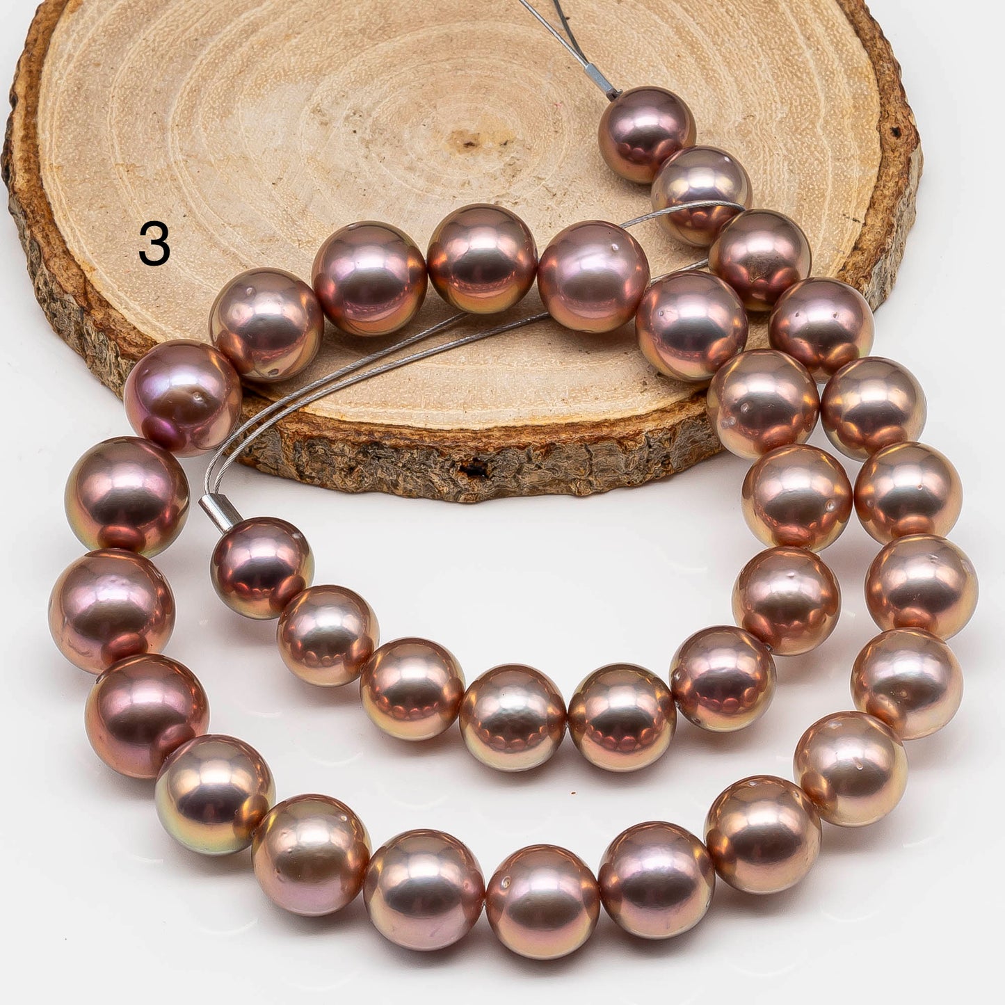 11-14mm Round Edison Pearl Bead Natural Pink Color with Gold Overtones, Super High Luster with Blemishes for Jewelry Making, SKU # 1668EP