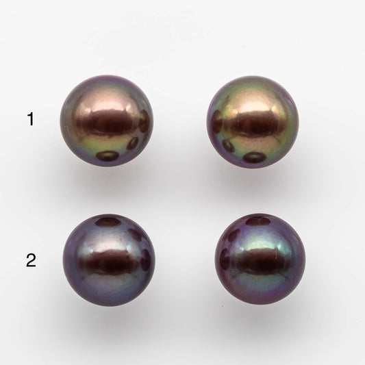 10-11mm Round Edison Pearl in Matching Pair with All Natural Colors and High Lusters in Half Drilled for Making Earring Stud, SKU # 1760EP